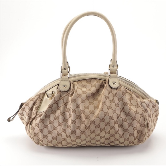 Gucci sukey domed shoulder bag inGG canvas Ivory leather - Picture 4 of 11